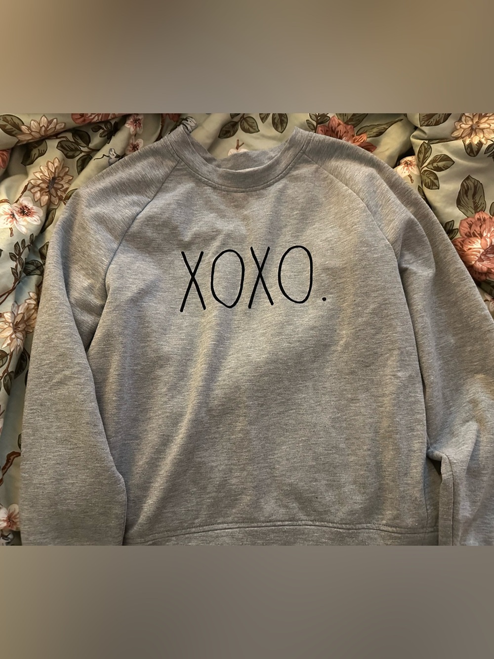 Rae Dunn Light Gray Crewneck Sweatshirt with Black XOXO Graphic Size S